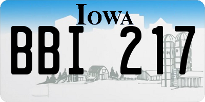 IA license plate BBI217
