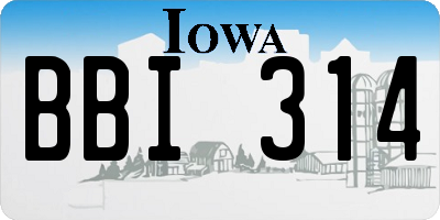 IA license plate BBI314