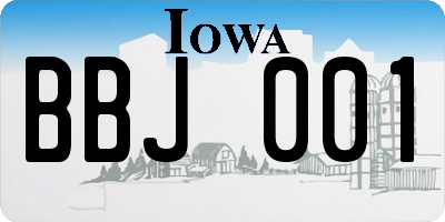 IA license plate BBJ001
