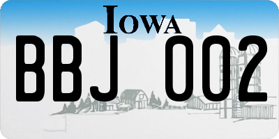 IA license plate BBJ002