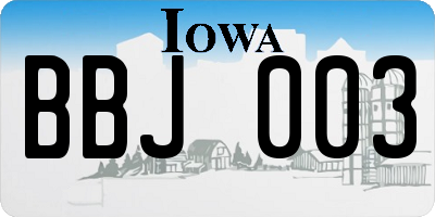 IA license plate BBJ003
