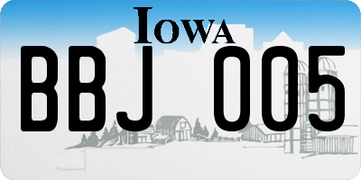IA license plate BBJ005