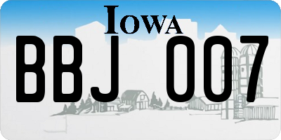 IA license plate BBJ007