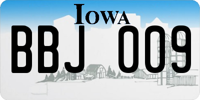 IA license plate BBJ009