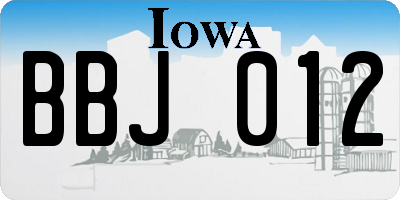 IA license plate BBJ012