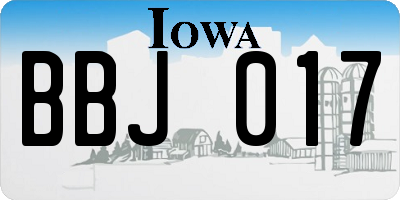 IA license plate BBJ017