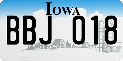 IA license plate BBJ018