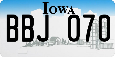 IA license plate BBJ070