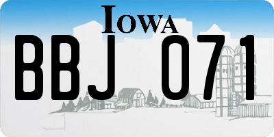 IA license plate BBJ071