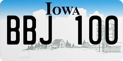IA license plate BBJ100
