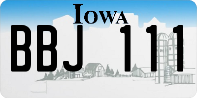 IA license plate BBJ111
