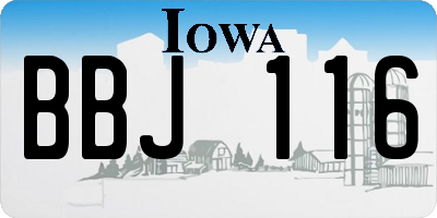 IA license plate BBJ116