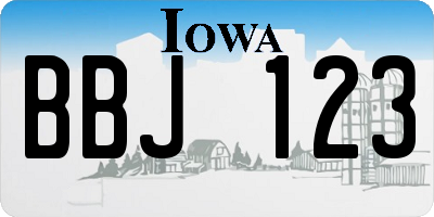 IA license plate BBJ123