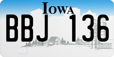 IA license plate BBJ136