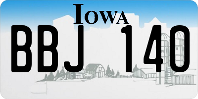 IA license plate BBJ140