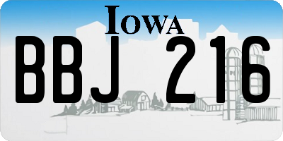 IA license plate BBJ216