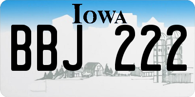 IA license plate BBJ222