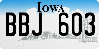 IA license plate BBJ603