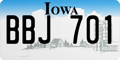 IA license plate BBJ701