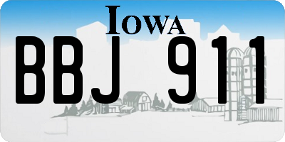 IA license plate BBJ911