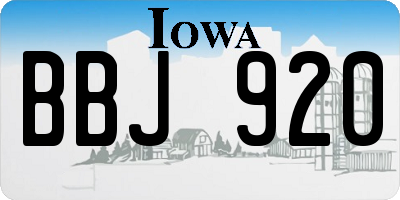 IA license plate BBJ920
