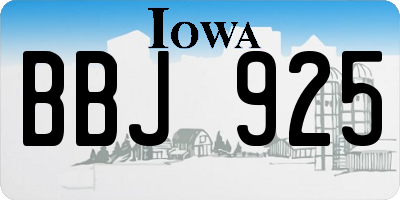 IA license plate BBJ925