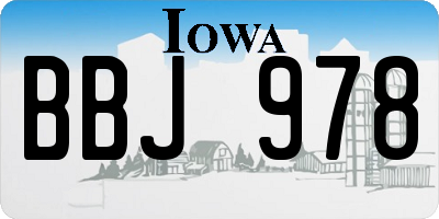 IA license plate BBJ978