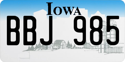 IA license plate BBJ985