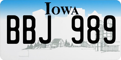 IA license plate BBJ989