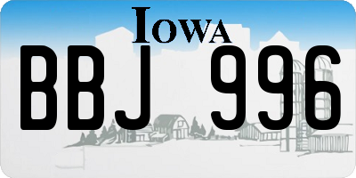IA license plate BBJ996