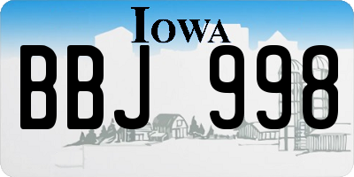 IA license plate BBJ998