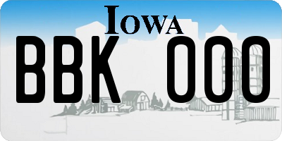 IA license plate BBK000