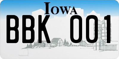 IA license plate BBK001
