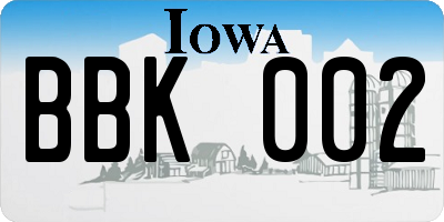 IA license plate BBK002