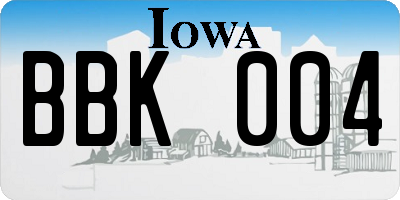IA license plate BBK004