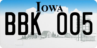 IA license plate BBK005