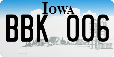 IA license plate BBK006