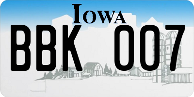 IA license plate BBK007