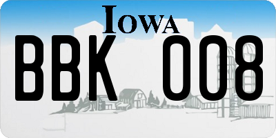 IA license plate BBK008