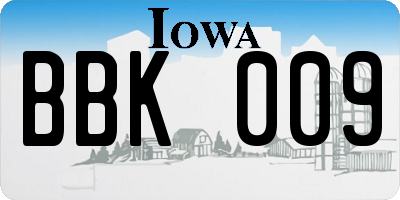 IA license plate BBK009
