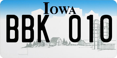 IA license plate BBK010