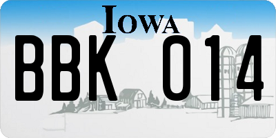 IA license plate BBK014