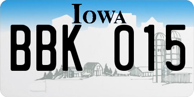 IA license plate BBK015