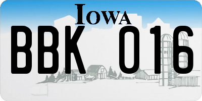 IA license plate BBK016