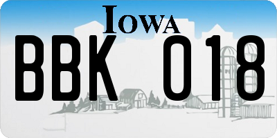 IA license plate BBK018