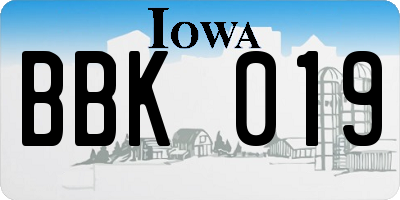 IA license plate BBK019