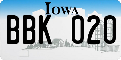 IA license plate BBK020