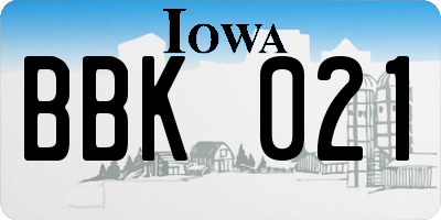 IA license plate BBK021