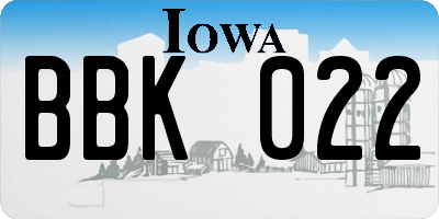 IA license plate BBK022