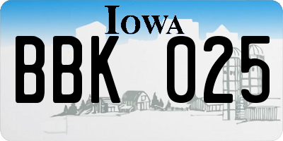 IA license plate BBK025